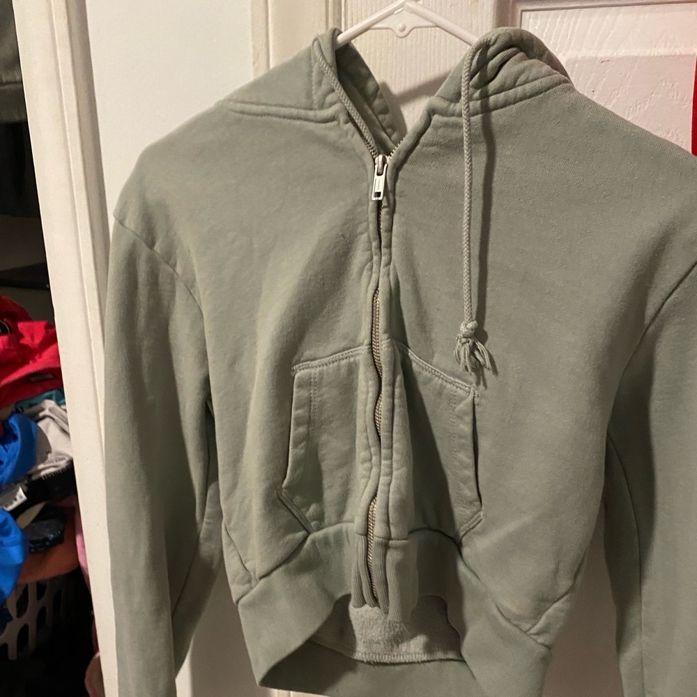 Light Green Cropped Zip Up